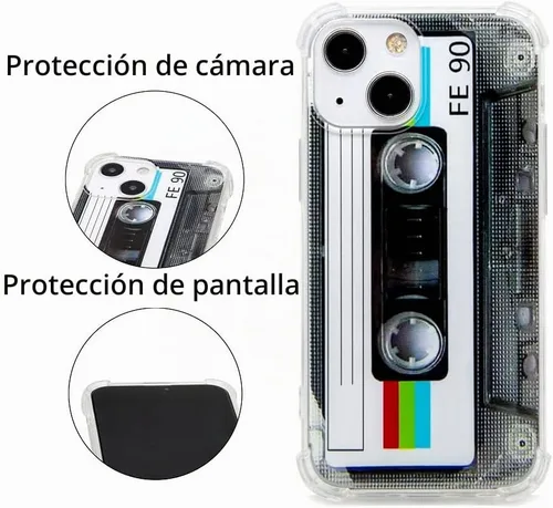 Vista 2 de FAteamll Funda para iPhone 13 Mini, acabado mate, resistente, suave, con esquinas reforzadas, TPU suave, parachoques retro, funda de cinta de casete