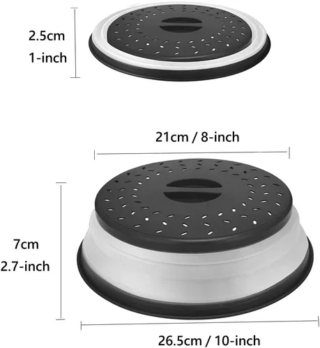 Vista 7 de Cubierta de microondas para alimentos, cubierta plegable para salpicaduras de microondas hecha de TPR apta para lavavajillas, sin BPA, color gris
