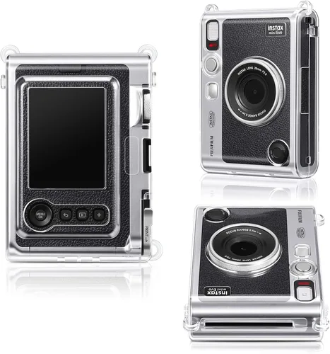 Vista 3 de Fintie - Estuche protector transparente para cámara Fujifilm Instax Mini EVO - Cubierta de PVC duro de cristal con correa de hombro extraíble