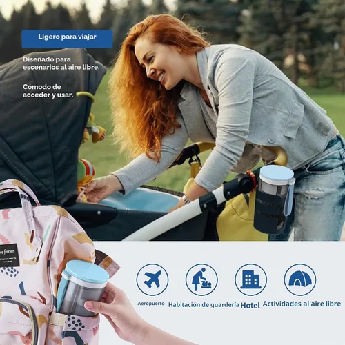 Vista 6 de YOTIME Kit limpiador de botellas de viaje 6 en 1 con estante de secado de Azul