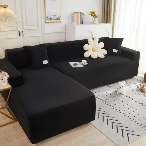 Vista 2 de CONRUSER Funda elástica para sofá, funda de terciopelo suave con parte inferior elástica, protector de muebles para mascotas y niños (negro, XL)