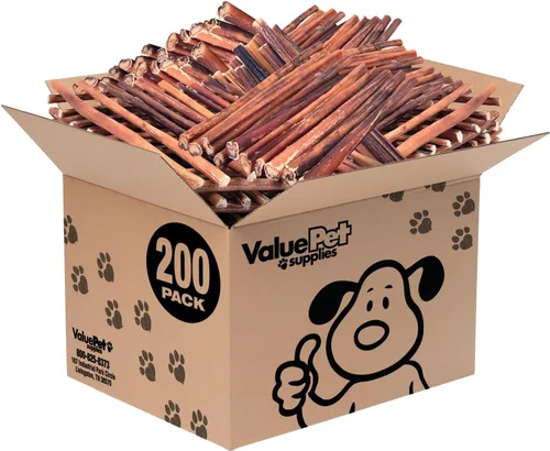 Vista 11 de ValueBull Bully Sticks para perros, medianos de 12 pulgadas, 100 unidades, totalmente naturales, alimentados con pasto, de un solo ingrediente
