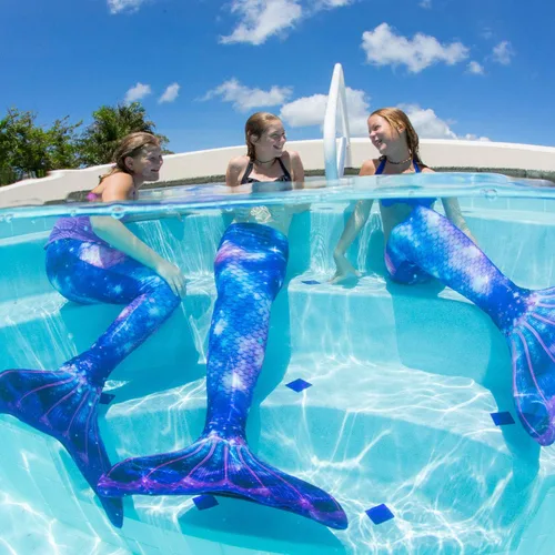 Vista 6 de Fin Fun Cola de sirena de edición limitada para nadar para niñas y niños sin monoaleta