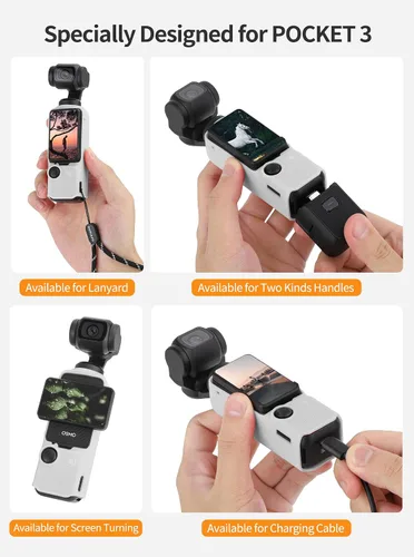 Vista 5 de Funda protectora para DJI Osmo Pocket 3, Funda de silicona Bolsillo 3 Funda de cámara Protector de piel (negro)