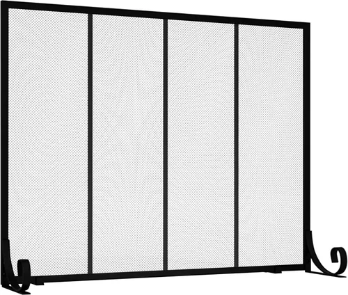 Vista 9 de Fire Beauty Protector de chispas para chimenea de panel plano, puerta de metal forjado, cubierta de seguridad decorativa para chimenea, protector