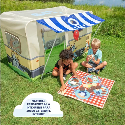 Vista 3 de BLUEY - Fuerte de actividades de campamento Juguete de casa de juegos para interiores y exteriores para niños Incluye cinco actividades, un