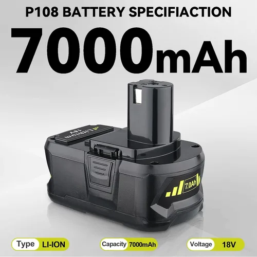 Vista 2 de 2 paquetes actualizados 7.0Ah P108 18V repuesto para batería Ryobi 18V P102 P103 P104 P105 P107 P109 P122 PBP005 PBP004 PBP003 Herramientas