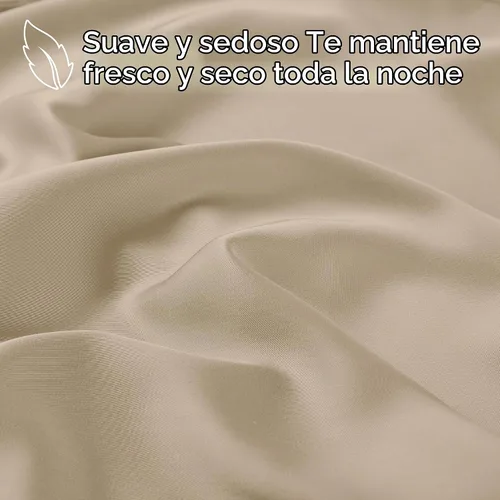 Vista 2 de Paquete de 2 sábanas bajeras de enfriamiento de viscosa de bambú tamaño individual solo Beige