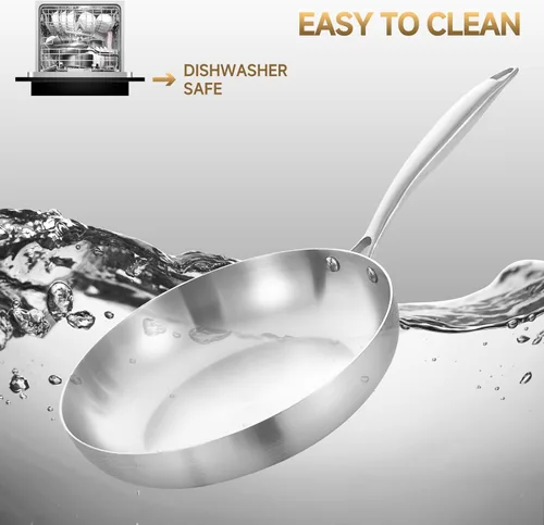 Vista 6 de LOLYKITCH - Sartén pequeña de 8.5 pulgadas Sartén de acero inoxidable de tres capas Fast & Even Heating Stay-Cool Detachable Handle