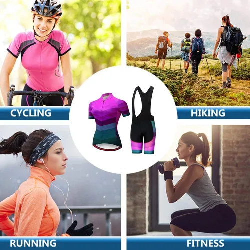 Vista 5 de Women's Cycling Clothing Set Road Bike Shirts Short Sleeve Breathable Cycling Jersey with Gel Padded Bib Shorts