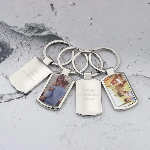 Vista 7 de Llavero personalizado de doble cara con impresión de imagen de aleación a color llavero de fotos personalizado regalos de texto personalizables