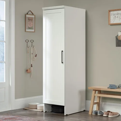 Vista 2 de Sauder Homeplus Robot - Armario de almacenamiento para despensa de cocina, puerta individual con estantes ajustables, en blanco suave