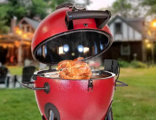 Vista 6 de Skyflame Kit de asador de acero inoxidable con motor de rotisery resistente y accesorios – se adapta a Big BGE Kamado Joe Pit Boss y otros