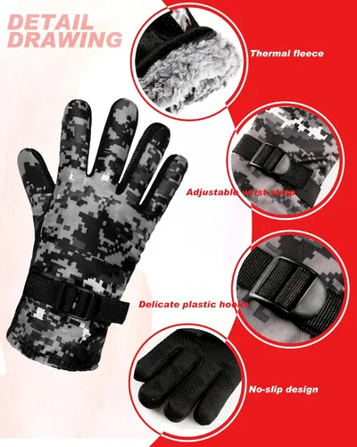 Vista 4 de SATINIOR 4 pares de guantes de esquí para niños, guantes impermeables de invierno, guantes de esquí, nieve cálidos, guantes de snowboard unisex