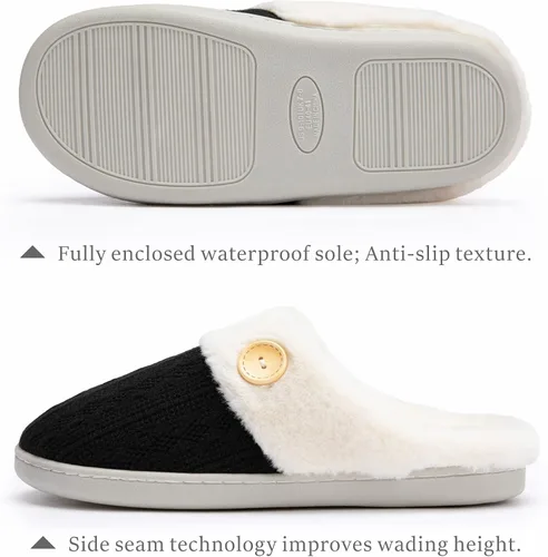 Vista 2 de Chantomoo Pantuflas para Mujer Cálidas y Cómodas con Espuma Viscoelástica Pantuflas de Casa Zapatos de Punto con Forro de Piel Sintética Suela