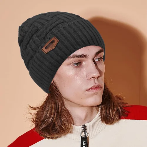 Vista 7 de Loritta Gorro de invierno cálido de punto grueso y holgado para hombre