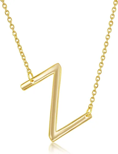 Vista 15 de Dainty Sideways Initial Necklace for Women – Sterling Silver or 14K Gold Plated 20mm Alphabet Letter Pendant