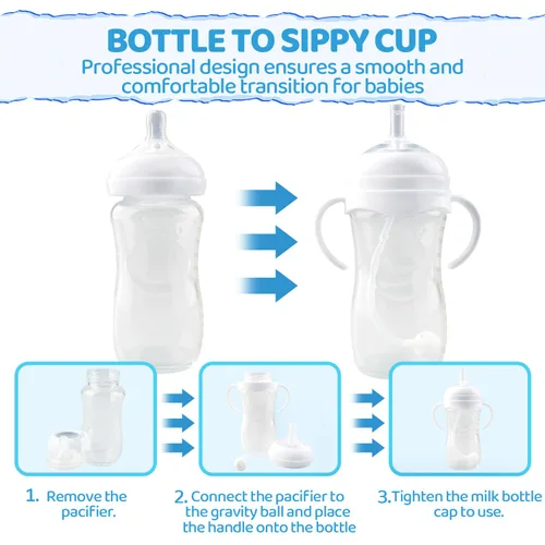 Vista 7 de Kit de conversión de vasos para biberones naturales Philips Avent, kit de transición para niños pequeños con 4 pezones suaves, 2 asas de botella y 4