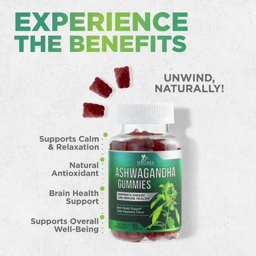 Vista 6 de Gomitas Ashwagandha – Fórmula avanzada de gomitas Ashwagandha para uso diario – Apoyo antioxidante natural y apoyo a la salud cerebral – Calma