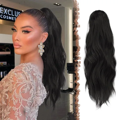 Vista 19 de FESHFEN Extensiones de Cola de Caballo, Pieza de Cabello de Cola de Caballo Larga con Pinza de Garra, Pieza de Cabello Sintético de Colas de Caballo