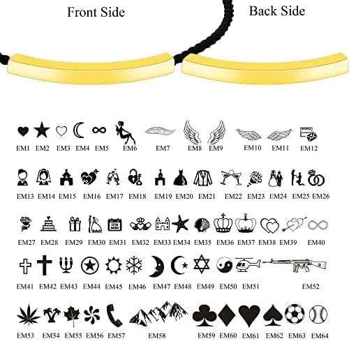 Vista 5 de Uloveido Pulseras de cuerda grabadas personalizadas, pulsera de barra fina de acero inoxidable a juego para mujeres y niñas, pulseras de cuerda