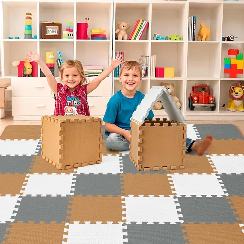 Vista 14 de 16 Pcs Baby Play Mat for Floor, EVA Foam Baby Play Mat with 0.6 Inch Thick Interlocking Carpet Tiles, Foam Floor Tiles for Babies 6-12 Months negro