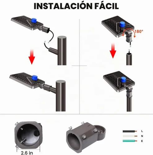 Vista 7 de Juyace Luz del estacionamiento de 480W LED con poste del soporte