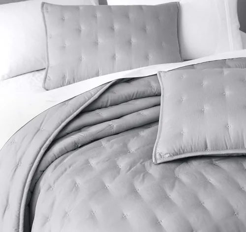 Vista 3 de Chezmoi Collection Milo - Juego de ropa de cama de 3 piezas de fibra de bambú suave, Rayón derivado del bambú, Gris Claro, King
