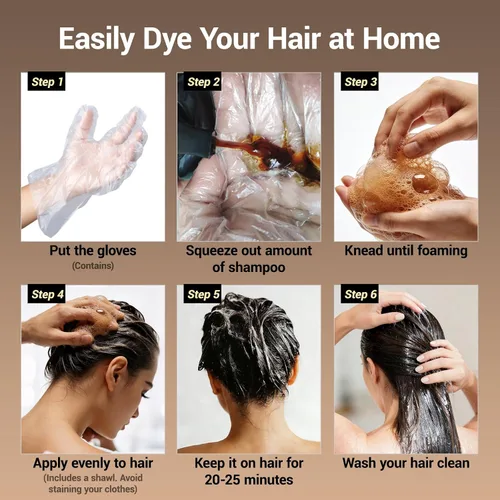 Vista 6 de IIIMEIDU MEIDU Champú de tinte para cabello negro 3 en 1 para mujeres