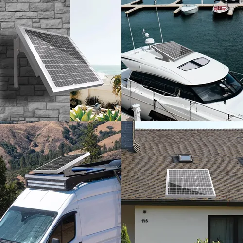 Vista 7 de SOLPERK Kit de Panel Solar de 50W/12V, Cargador de Goteo Mantenedor de Batería Solar + Controlador Impermeable + Soporte de Montaje Ajustable