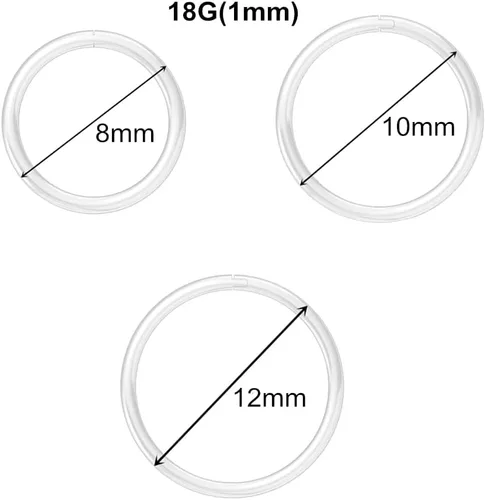 Vista 4 de Aretes de aro transparentes para cartílago, tragus, 0.63 oz, aretes de lóbulo, retenedores de Daith para trabajo, septum, nariz, aro de plástico