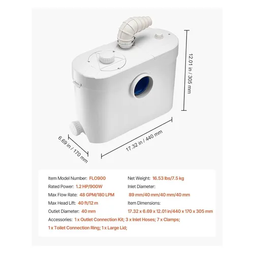 Vista 7 de 700W Macerator Pump Upflush Waste Water Disposal EU