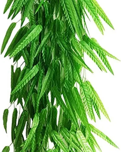 Vista 3 de 10 hojas artificiales de mimbre de sauce verde de 71 pulgadas, 10 unidades, hojas artificiales de bambú verde, guirnalda de flores artificiales