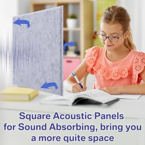 Vista 6 de 60 paneles acústicos de 12 x 12 x 0.4 pulgadas, tablero cuadrado de absorción de sonido, paneles de pared autoadhesivos insonorizados, azulejos
