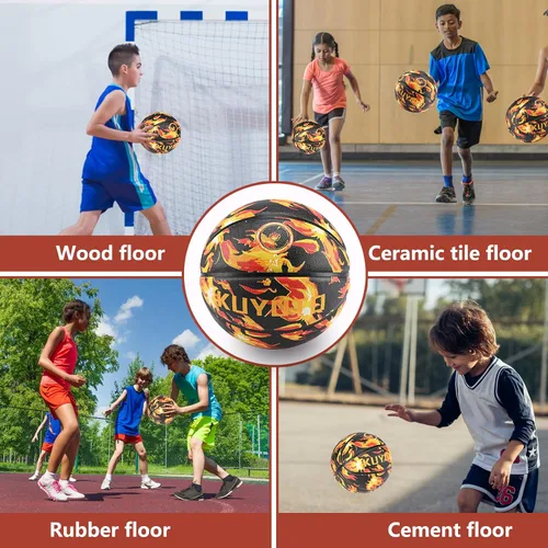 Vista 8 de KUYOTQ - Baloncesto para niños, jóvenes y adultos, tamaño 3/4/5/6/7 (22/25.5/27.5/28.5/29.5"), baloncesto premium de goma o cuero sintético