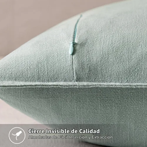 Vista 3 de MIULEE - Fundas de almohada decorativas de lino de 18 x 18 pulgadas, color verde aguamarina