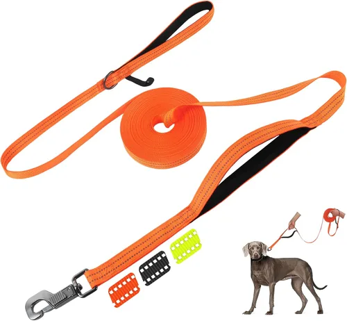 Vista 11 de Fida Correa larga para perros con asa de tráfico, correa reflectante para perros de 30 pies y 50 pies de largo, para entrenamiento de obediencia