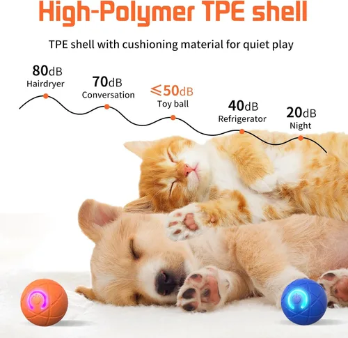Vista 7 de Juguetes interactivos para perros con bolas, 2026 Bola de rodar y temblor automática para cachorros y perros pequeños y medianos, bola inteligente