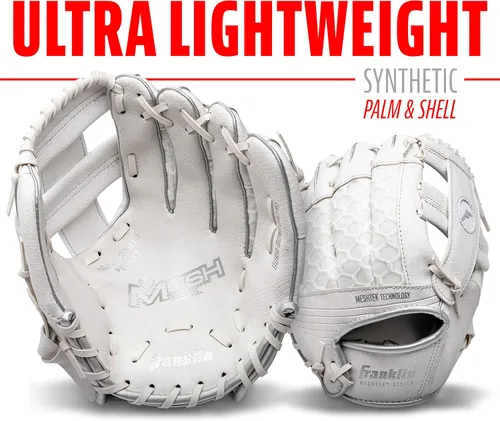 Vista 2 de Franklin Sports - Juego de guante de béisbol para niños + juegos de pelota de espuma - Guantes de teeball Meshtek para niños + bebés - Lanzamiento