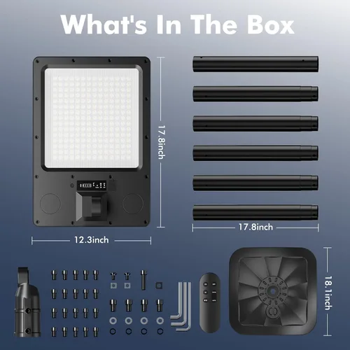 Vista 8 de Luces solares de calle para exteriores de 102 pulgadas con poste y control remoto, portátil, IP65, impermeable, luz solar de poste de inundación