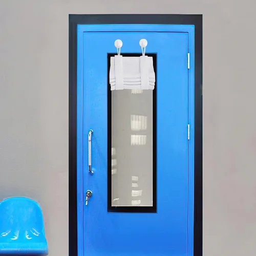 Vista 10 de NICETOWN Cortinas pequeñas para puerta francesa con ganchos autoadhesivos, cortinas opacas de lino sintético con aislamiento térmico para puertas
