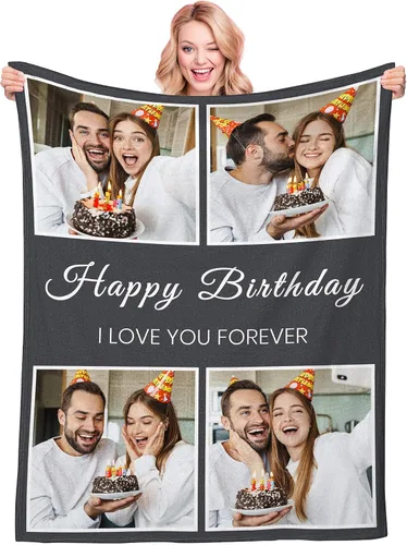 Vista 17 de Manta personalizada con texto fotográfico, manta personalizada con imagen para niños, madres, padres, amantes de mascotas, manta de franela