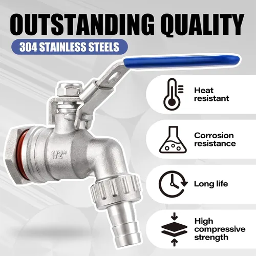 Vista 3 de 1/2" NPT Válvula de bola de acero inoxidable mamparo sin soldadura conveniente para construir la tetera casera del brebaje/el tún del puré