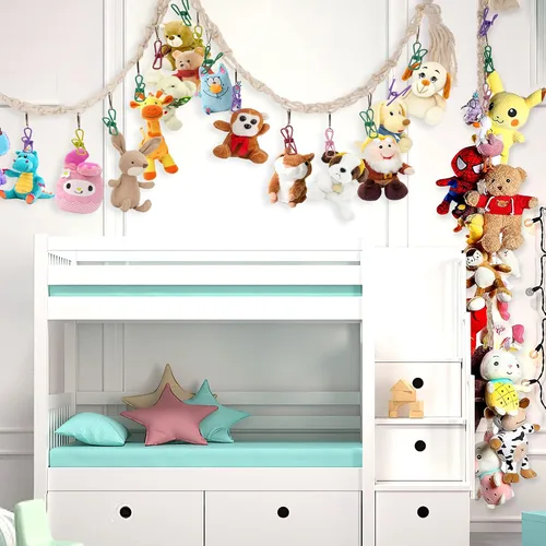 Vista 4 de Organizador de exhibición de cadena de juguetes de peluche, organizador de juguetes fuerte, cadena de almacenamiento, soporte de juguetes de peluche