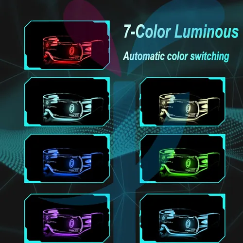 Vista 2 de Gafas con luz LED 7 colores de cambio automático de color gafas luminosas gafas rave para festivales rave Halloween club fiesta cosplay