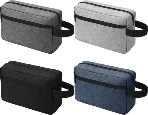 Vista 7 de 4 piezas de neceser de aseo resistente al agua, bolsa de cosméticos de viaje para hombres, almacenamiento portátil para mujeres, organizador de Negro