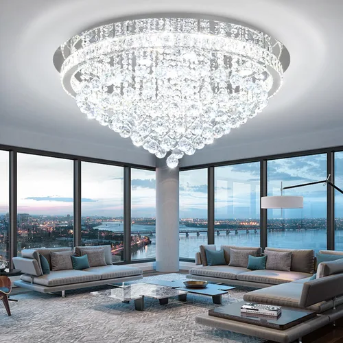Vista 19 de Mini Lámpara de Araña Empotrada de 12" de Diámetro para Pasillo, Candelabros de Techo de Cristal para Comedor, Dormitorio, Sala de Estar, Entrada
