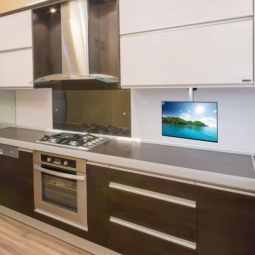 Vista 3 de Mount-It! Soporte para TV y monitor abatible y para gabinete y techo para cocinas, RV y espacios pequeños Para pantallas de 13–37 pulgadas VESA
