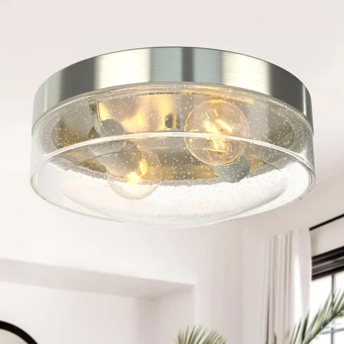 Vista 11 de Kalium Lámpara de techo para porche, lámpara de techo empotrada al aire libre con pantalla de globo de cristal, base estándar E26, lámpara