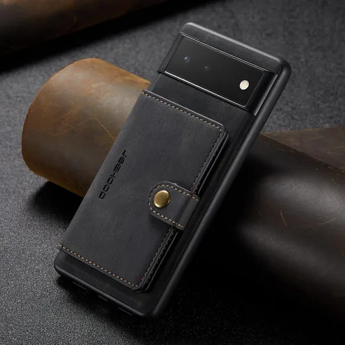 Vista 5 de Funda para Google Pixel 6 Pro, cartera magnética desmontable con ranura para efectivo, soporte de carga inalámbrica, función atril compatible